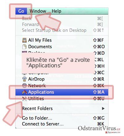 Klikněte na 'Go' a zvolte 'Applications' Klikněte na 'Go' a zvolte 'Applications'