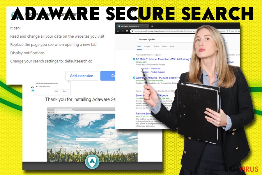 Únosce prohlížeče Adaware secure search