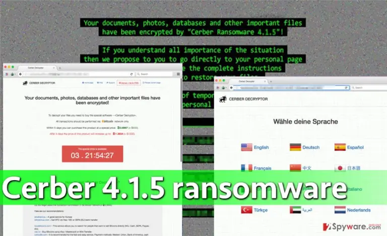 Image showing Cerber 4.1.5 virus attack