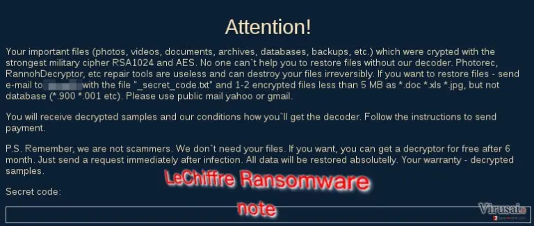 LeChiffre ransom note