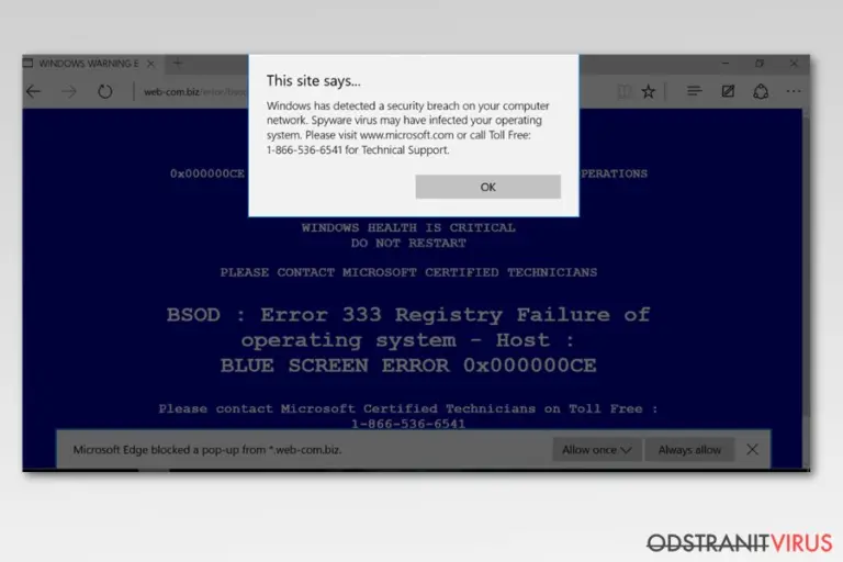 Microsoft Edge virus example