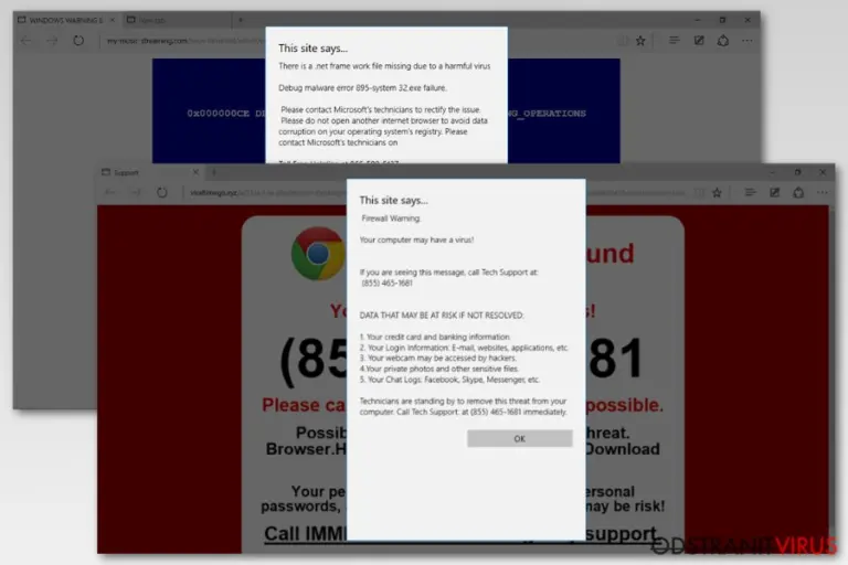 Microsoft Edge virus examples