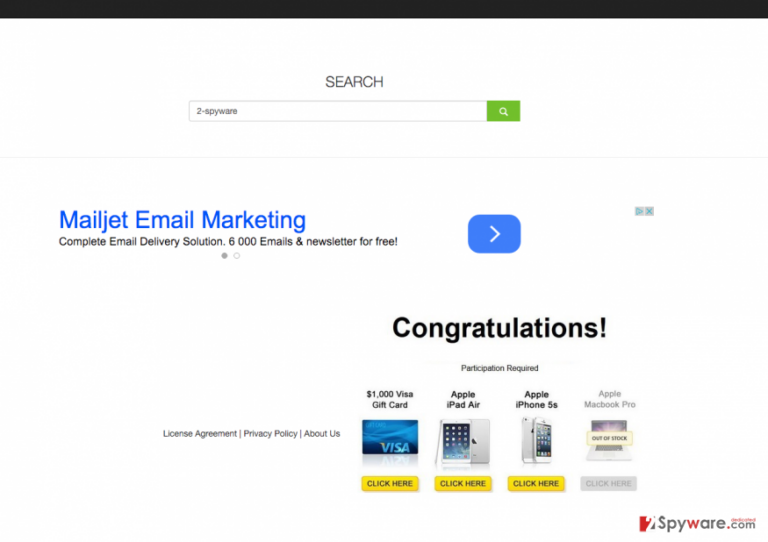 The main page of Cold Search and fake ads promoting sales