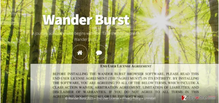 The main page of Wander Burst adware